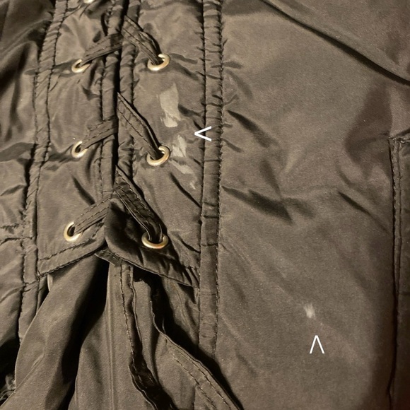 Betsy Johnson Black Puffer Hooded Coat Inner Vest Collar Corset Laces Zip Pocket - Picture 14 of 15